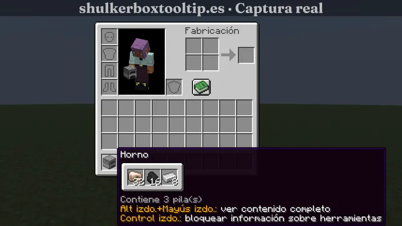 Shulker Box Tooltip mostrando el contenido de un horno en el inventario de Minecraft 26.3